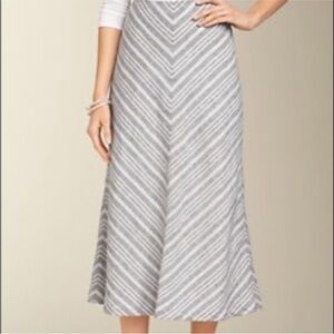 TALBOTS Linen Midi Skirt Cotton Stripe 16